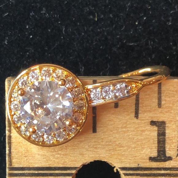 Swarovski Crystal Halo Dangling Earrings Gold Overlay New in Box - Picture 11 of 14